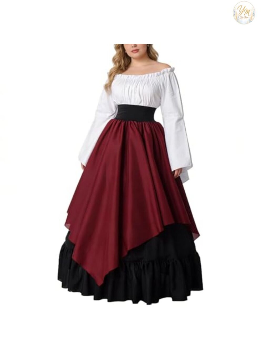 Women's Renaissance Medieval Dress Costume High Waisted Skirt Set